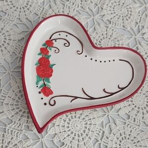 Heart-Shaped Ceramic Dish with Floral Design